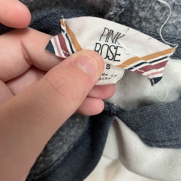 Pink Rose Hoodie with Banded Bottom - Picture 3 of 3